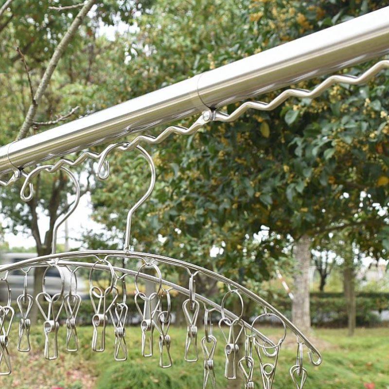 晾衣杆阳台衣挂钩防风波浪线防风钩不锈钢免焊接凉衣架晒衣服钩子