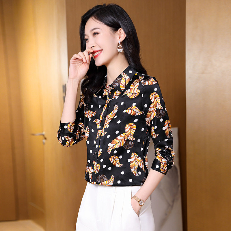 真丝衬衫女设计感新款2024年春季薄款高档提花洋气女士桑蚕丝上衣