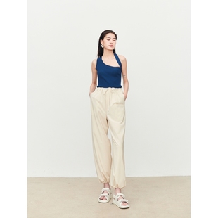 时髦微皱桑蚕丝_不对称休闲裤 UNICA 惊喜五折