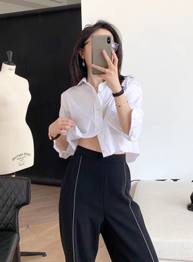 【惊喜五折】UNICA/黄金比例_毛边剪裁短型防晒衬衫