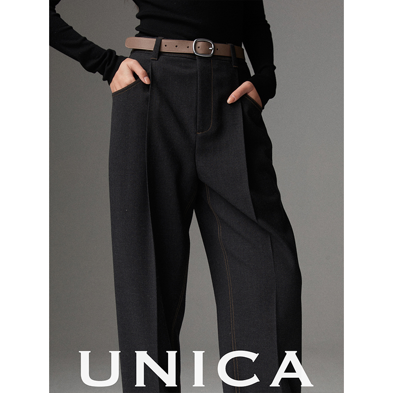 UNICA/时髦撞色羊毛休闲长裤