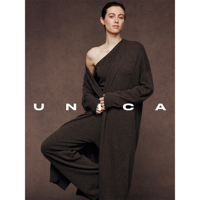 【惊喜七折】UNICA/时髦羊绒羊毛针织开衫连衣裙套装