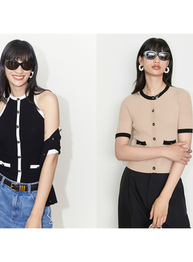 【惊喜六折】UNICA/2穿中古风撞色_Elite干爽弹背心针织短袖T恤