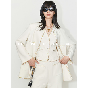 套装 强推真金镀金手缝链条醋酸吊带短裤 UNICA 小香风 惊喜五折