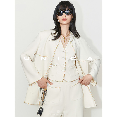 UNICA/手缝链条醋酸小香风短外套