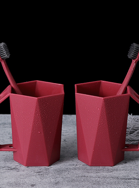 红色漱口杯结婚家用刷牙杯子情侣塑料洗漱杯ins风学生牙具杯宿舍