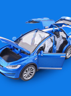 建元1:24特斯拉Model X合金汽车模型开门声光转向联动玩具车热销