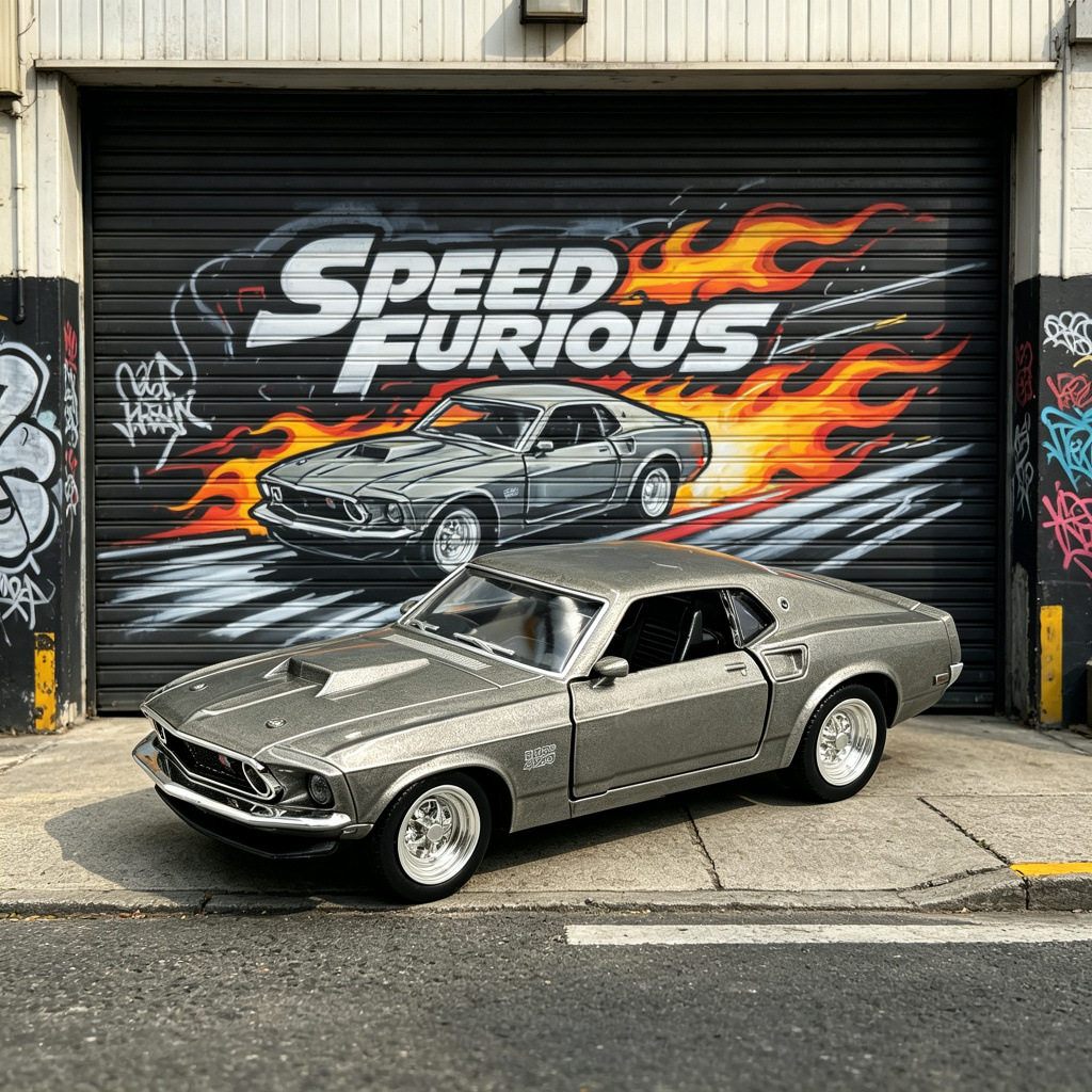 马珂垯五寸福特野马 Boss 429 1969合金汽车模型回力开门复古跑车