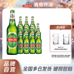包邮 12瓶玻璃瓶整箱 600ml 青岛啤酒经典