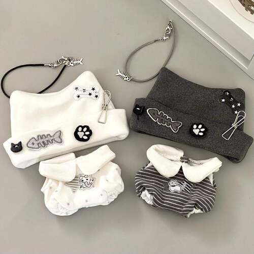 10cm20cm娃衣可爱新品猫猫朋克风套装玩偶替换装便宜娃衣精致