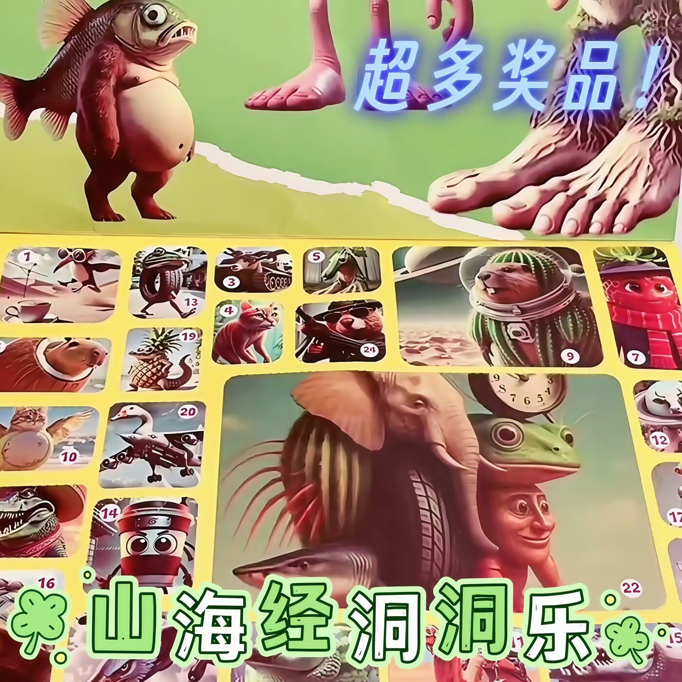 AI外国山海经洞洞乐盲盒玩具2025新款豪华儿童生日礼物木棍人手办