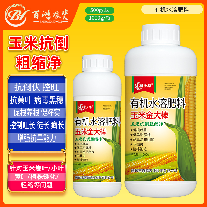玉米金大棒抗倒粗缩净卷叶小叶黄叶植株矮化抗倒伏黑穗专用叶面肥