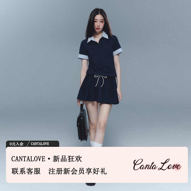 CANTA LOVE新款显瘦夏季polo领假两件洋装