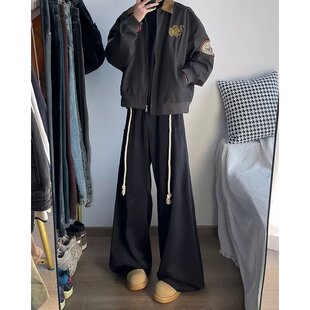 【一折专区】MAMMJUDX新款大码男装嘻哈手工粗绳阔腿弯刀裤男秋冬