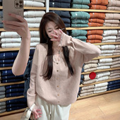 宽 百搭打底衫 一折专区 MAMMJUDX温柔风蕾丝花边粉色毛衣女冬季