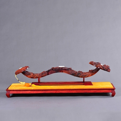 高档红木如意摆件家居饰品实木大红酸枝木雕大号客厅家具装饰吉祥