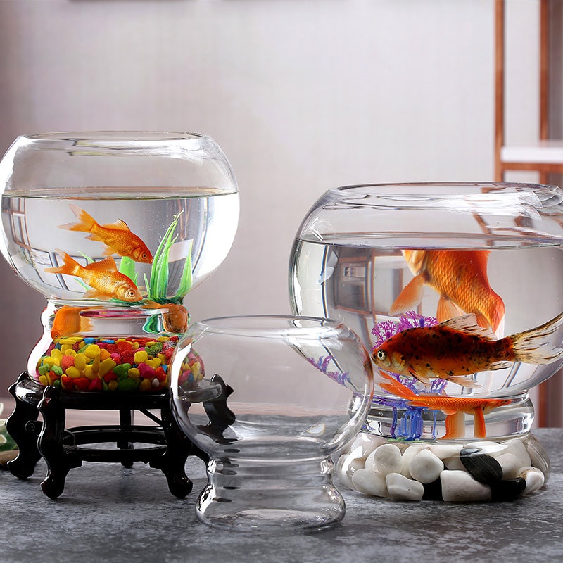 高档欧式几何手工吹制圆形灯笼玻璃鱼缸家用摆件水养鱼缸插花办公