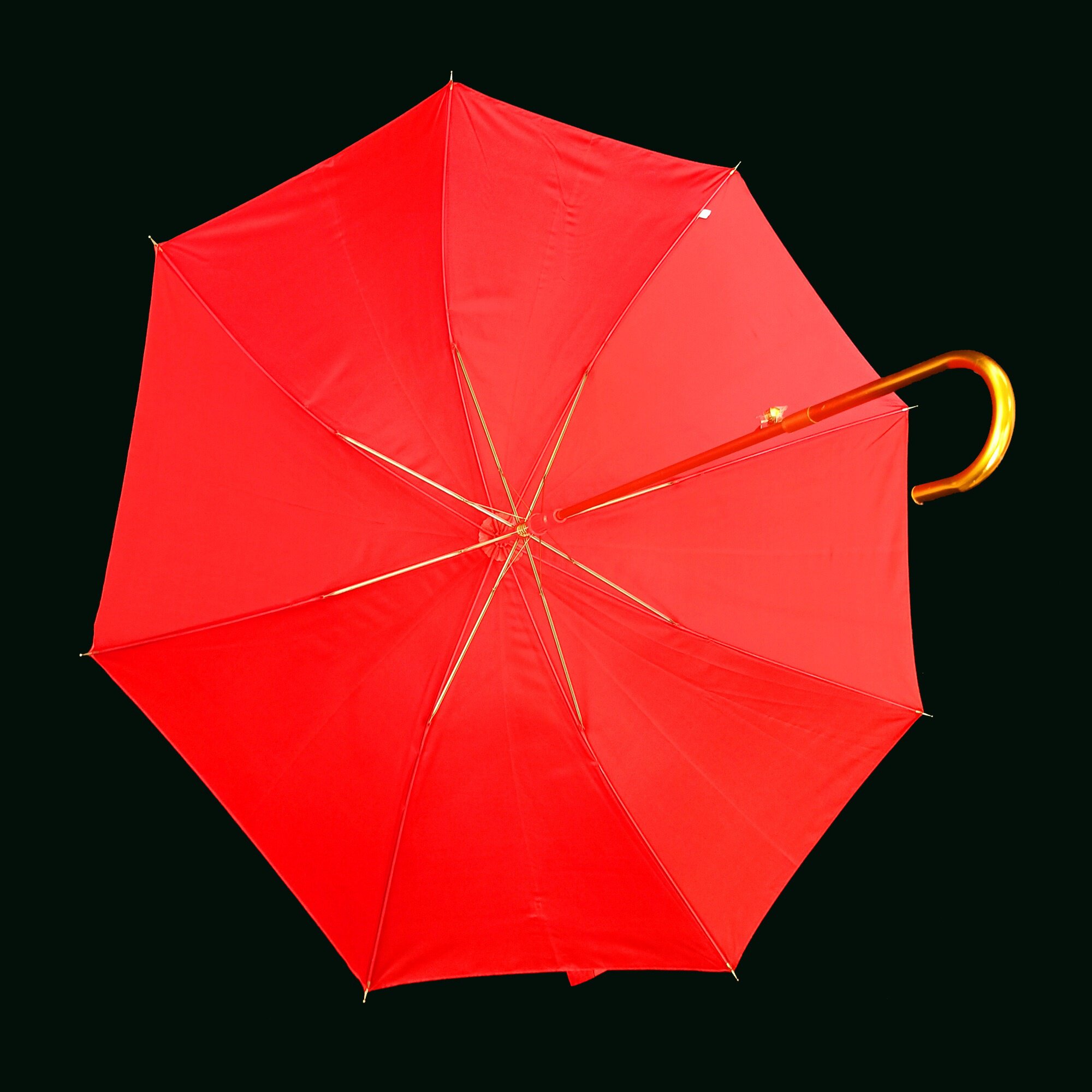 高档结婚雨伞长柄出嫁新娘红复古防晒伞纯色晴雨两用喜庆大红色婚