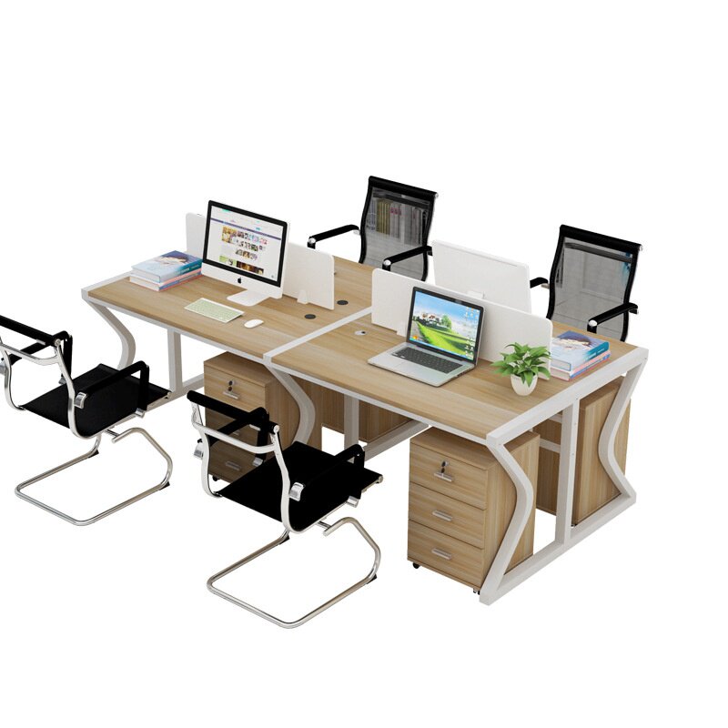 速发办公简司4/6人R员公约员工办公桌椅带屏风职位电脑桌组合