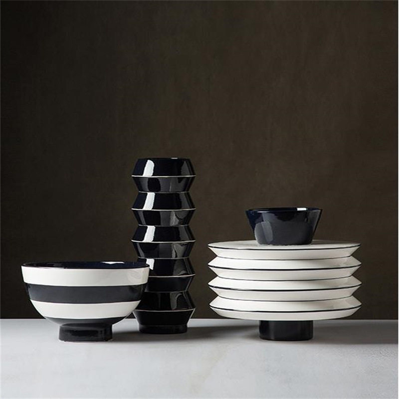 黑白条纹树脂花瓶花器摆件北欧风家居样板间客餐厅橱柜展厅装饰品,餐饮具,餐具瓷器套装,淘宝优惠券,粉丝福利购,淘宝优惠卷