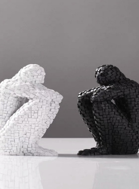 北欧现代马赛克人物书挡摆件客厅玄关酒柜电视柜办公室轻奢装饰品