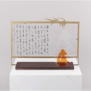 轻奢新中式 高端样板间售楼处展厅酒店禅意亚克力摆件 家居饰品软装