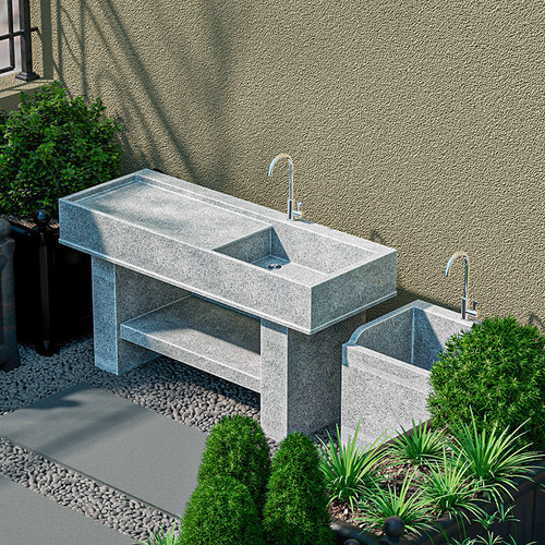 大理石洗衣池室内外台盆农村家用阳台洗手池带搓衣板户外庭院水槽