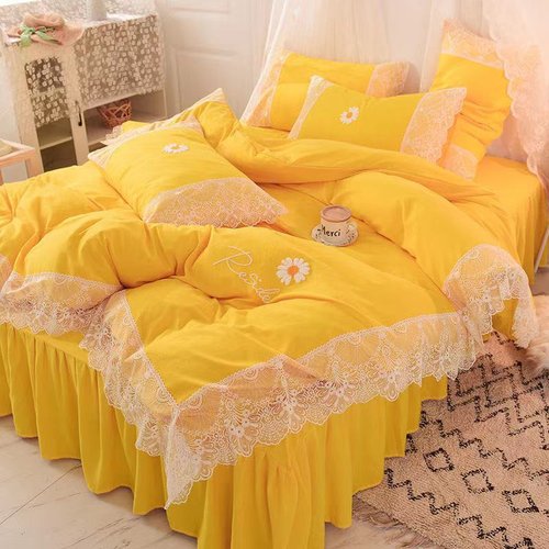 高档粉色公主风床上四件套夏季网红新款春秋床裙床单被Z套水洗纯