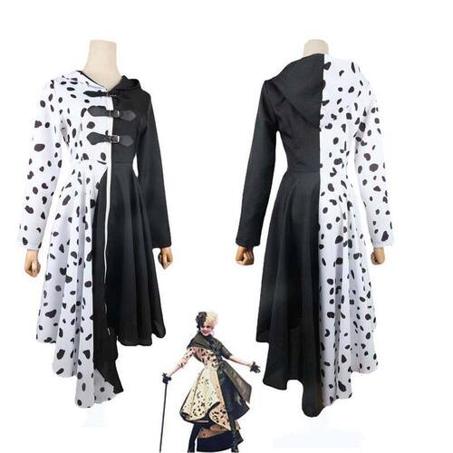 电影101忠狗cos黑白魔女库伊拉 ·德维尔cosplay连衣裙万圣节服装