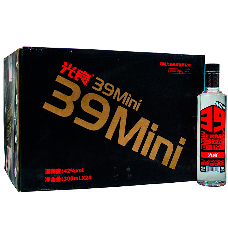 光良39mini版42度300ml*24瓶浓香型纯粮白酒整箱装