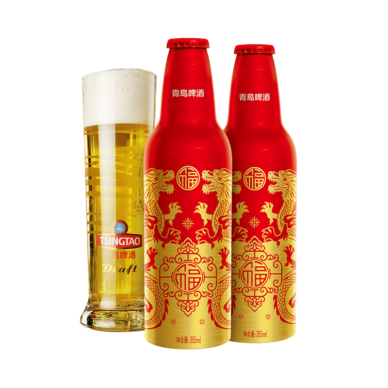 青岛啤酒（TsingTao） 鸿运当头龙年版  355mL 12瓶 整箱装