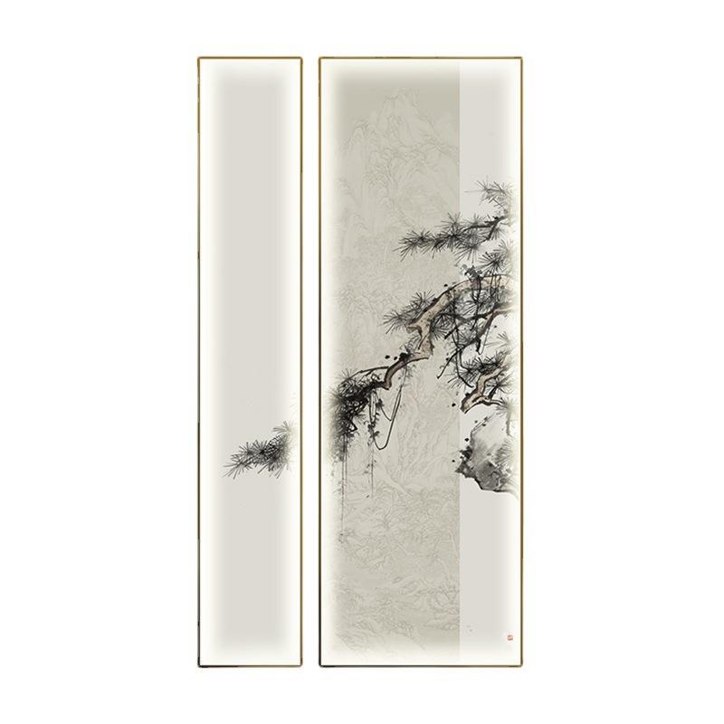 新中式玄关装饰画走廊过道楼梯间松竹图组合画中国风灯光禅意挂画