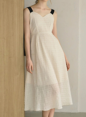 idem 蝴蝶结系带露背连衣裙吊带长裙子