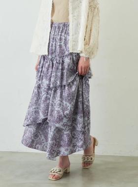 idem 法式印花不规则蛋糕裙 半裙长裙