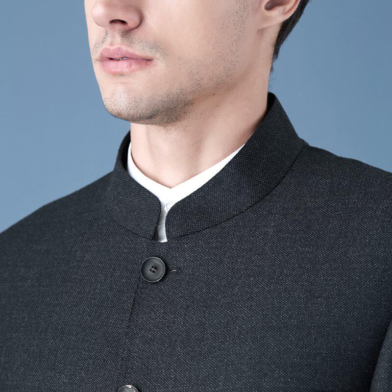 EVEdeUOMO/依文西服套装男立领羊毛进口面料西服上衣EA760452