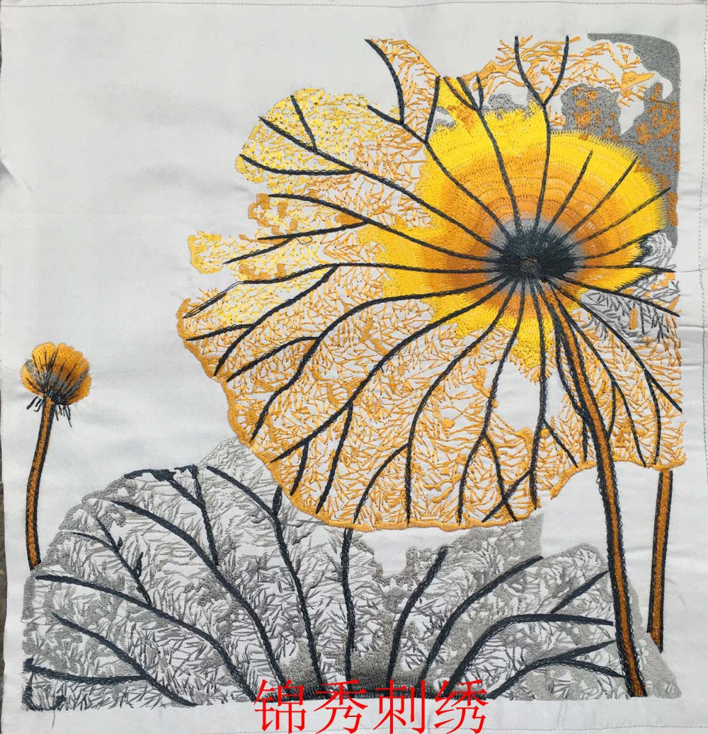 苏绣荷花荷叶刺绣绣片家居画装饰岁月荷叶莲花绣布