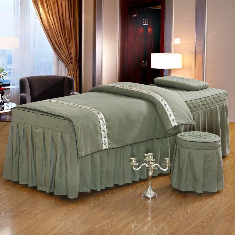 纯色美容院床罩四件套秋季推拿棉的简约理疗按摩床套美体床罩包邮