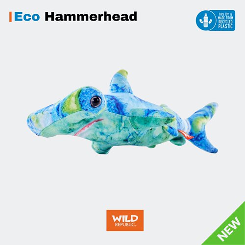 Eco水彩锤头鲨鲨鱼毛绒动物创意玩偶美国WildRepublic新款艺术家