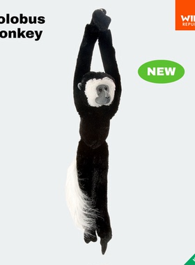 黑白疣猴毛绒美国WildRepublic正品动物玩偶科普教育公仔猴子玩具
