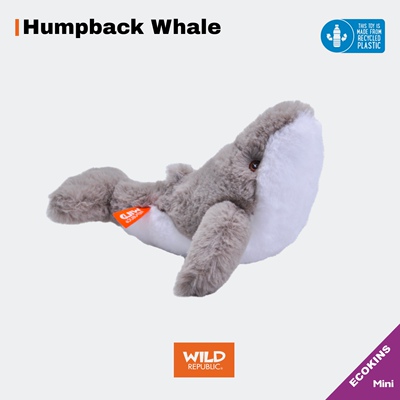 座头鲸毛绒美国WildRepublic回收塑料环保自然治愈玩偶海洋鲸鱼