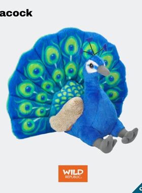 孔雀仿真毛绒美国WildRepublic正品玩偶自然治愈科普玩具
