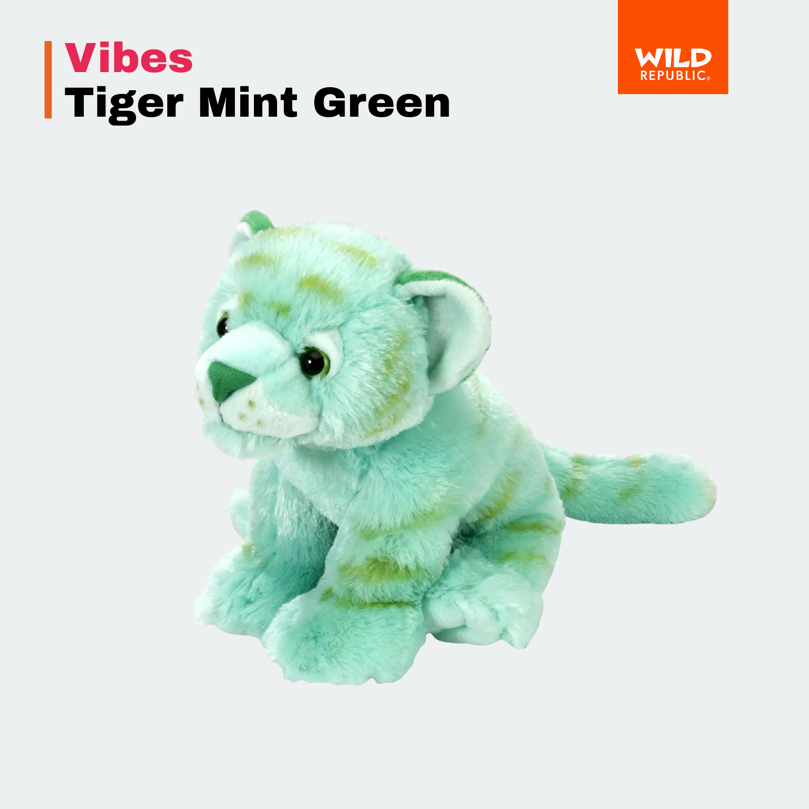 Vibes经典薄荷绿老虎美国WildRepublic毛绒动物玩偶情绪治愈礼物