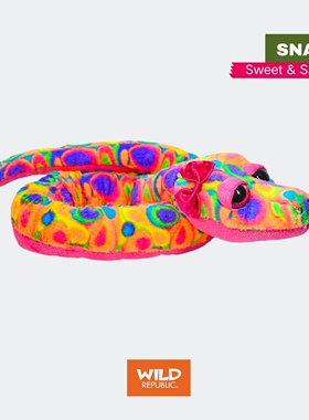 果冻蛇玩偶毛绒公仔创意潮流多巴胺玩偶蛇礼物美国WildRepublic