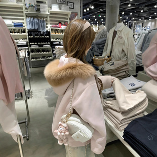 毛领加绒卫衣外套女装冬厚毛毛羊羔绒休闲风巨好看的冬装棉服加厚