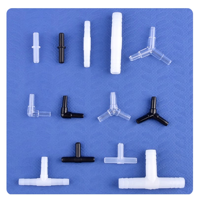 鱼缸直通L型弯头Y型三通PP亚克力4mm配件配件氧气泵三通连接器