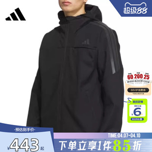 劲浪adidas阿迪达斯男子运动休闲健身夹克三条纹拒风外套黑KA1307