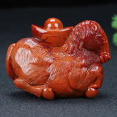 天然凉山保山南红玛瑙柿子红火焰纹属火马摆件原石雕刻男女款 40号