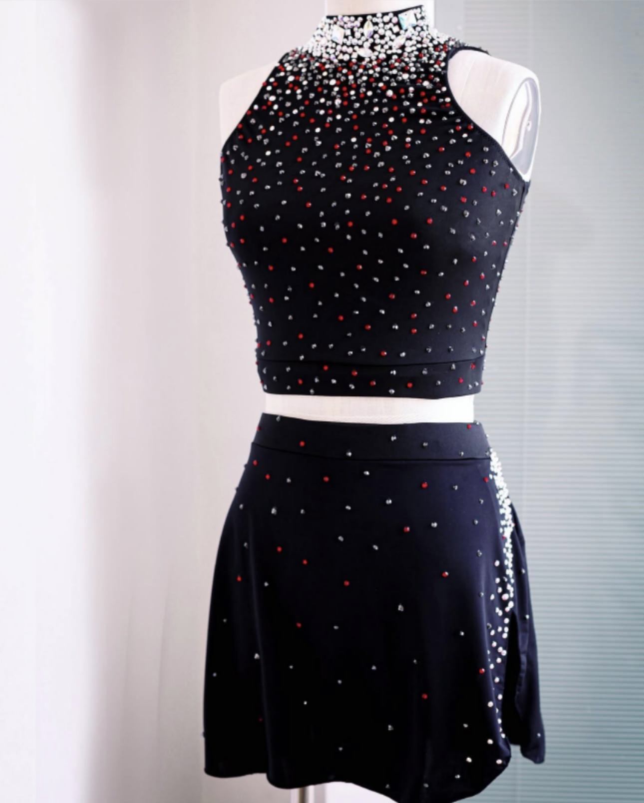 空中瑜伽钢管舞服装花样滑冰服表演比赛成人分体比赛考级训练D52