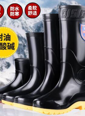 秋冬高筒网纱雨鞋男式轻便长筒保暖雨靴耐磨水鞋防水胶鞋男工作鞋