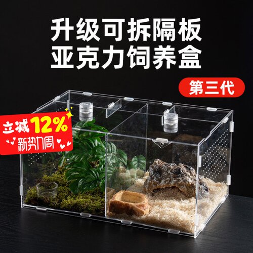 宠维奥爬宠亚克力饲养盒带隔板